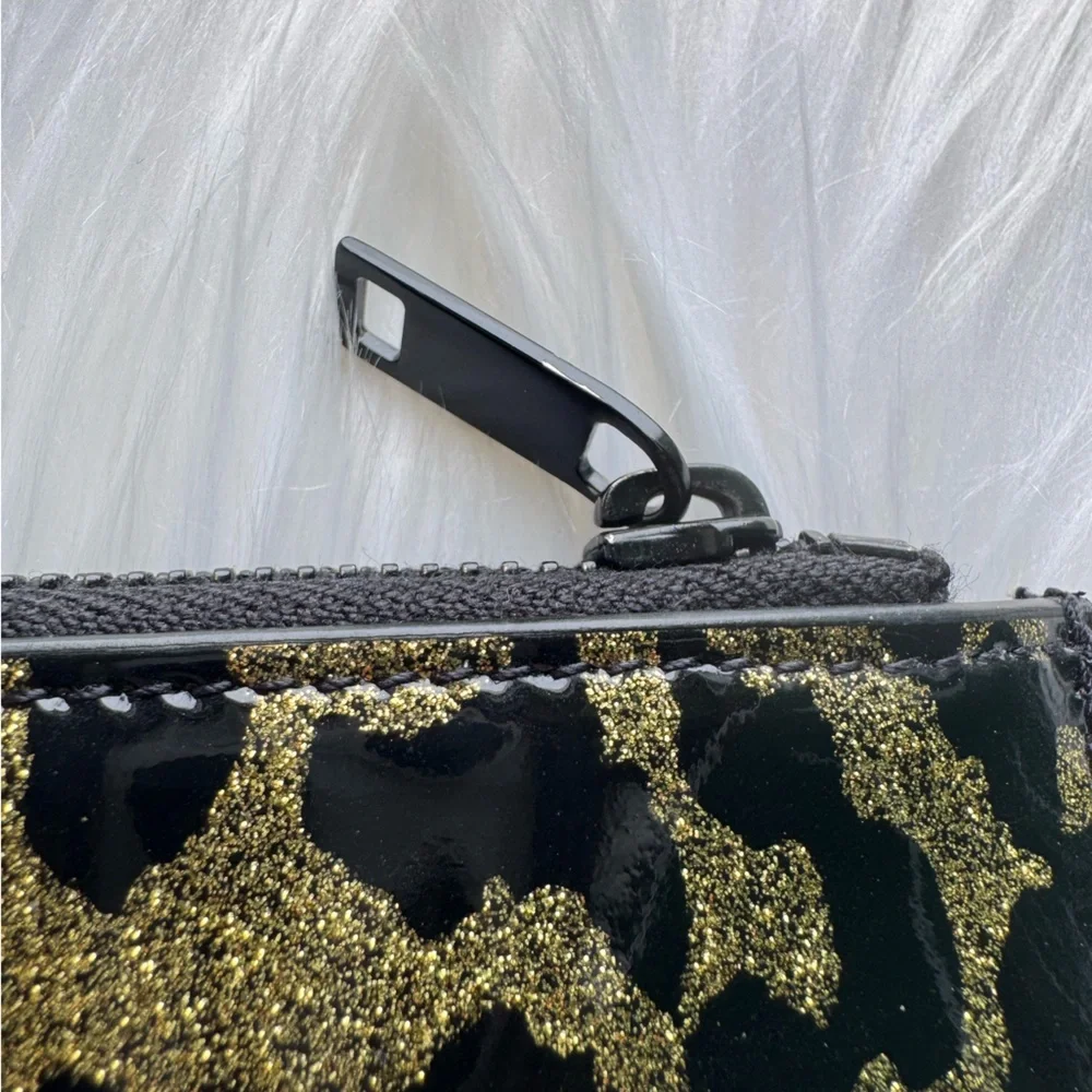 Saint Laurent Patent Glitter Leopard Zip Pouch Wallet - Picture 3 of 7